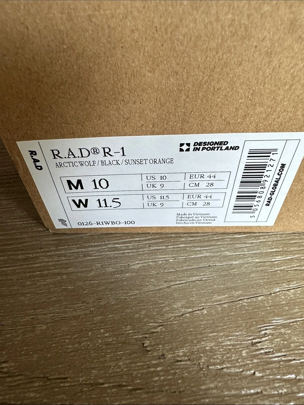 New in box RAD R-1 Neutral Beige Running Shoes with Neon Coral Accents - Picture 6 of 7